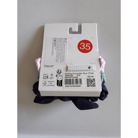 New Lululemon Uplifting Scrunchies With Bow 3 Pack Multi MEPK/RPTD/NISE Logo Nwt - Picture 3 of 3